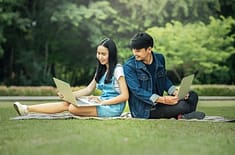 teen using laptop
